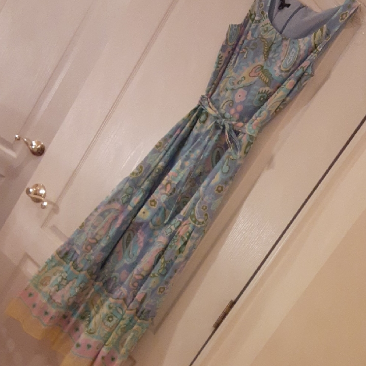 Pastel Paisley Maxi Dress With Belt